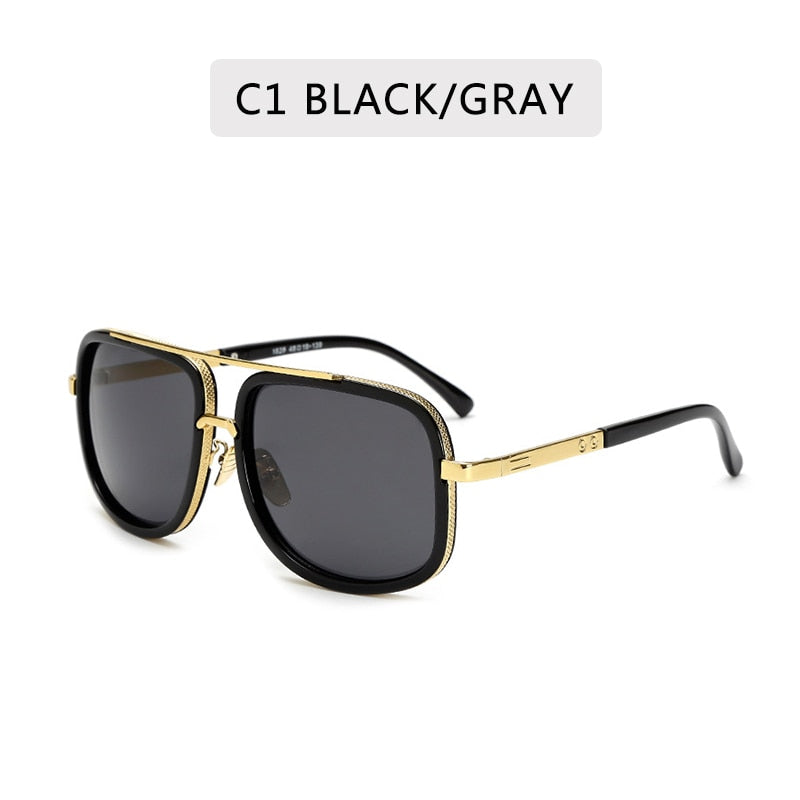 New Fashion Big Frame Sunglasses Men Square  Metal Sun Glasses Women Retro Sun Glasses Vintage High Quality Gafas