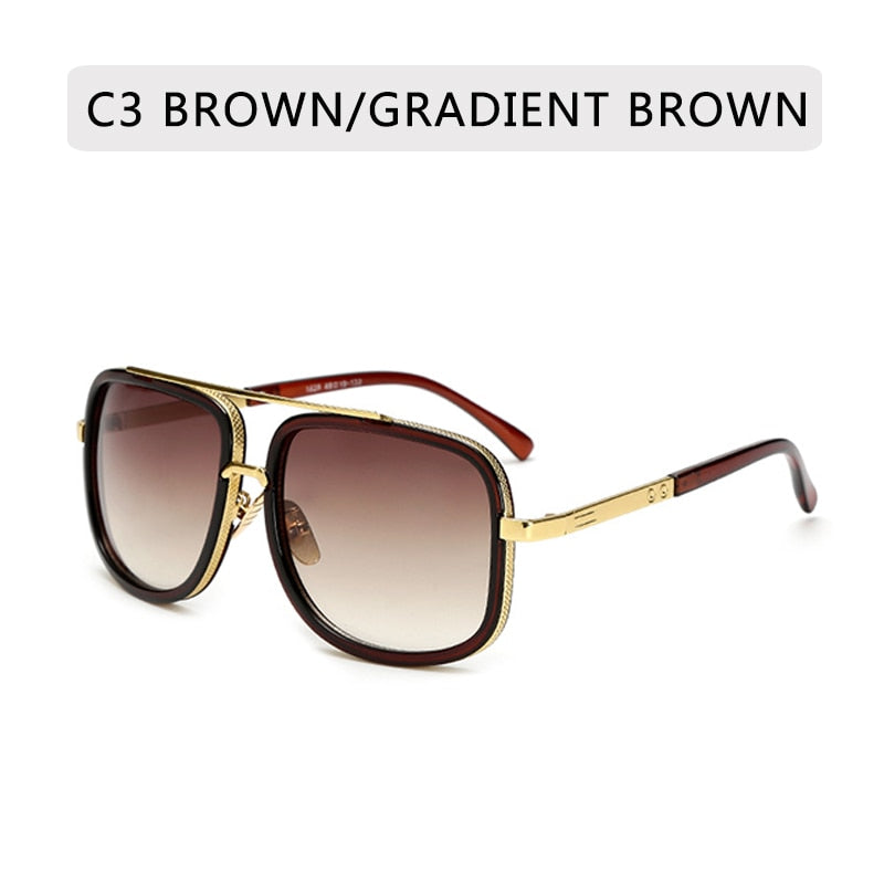 New Fashion Big Frame Sunglasses Men Square  Metal Sun Glasses Women Retro Sun Glasses Vintage High Quality Gafas