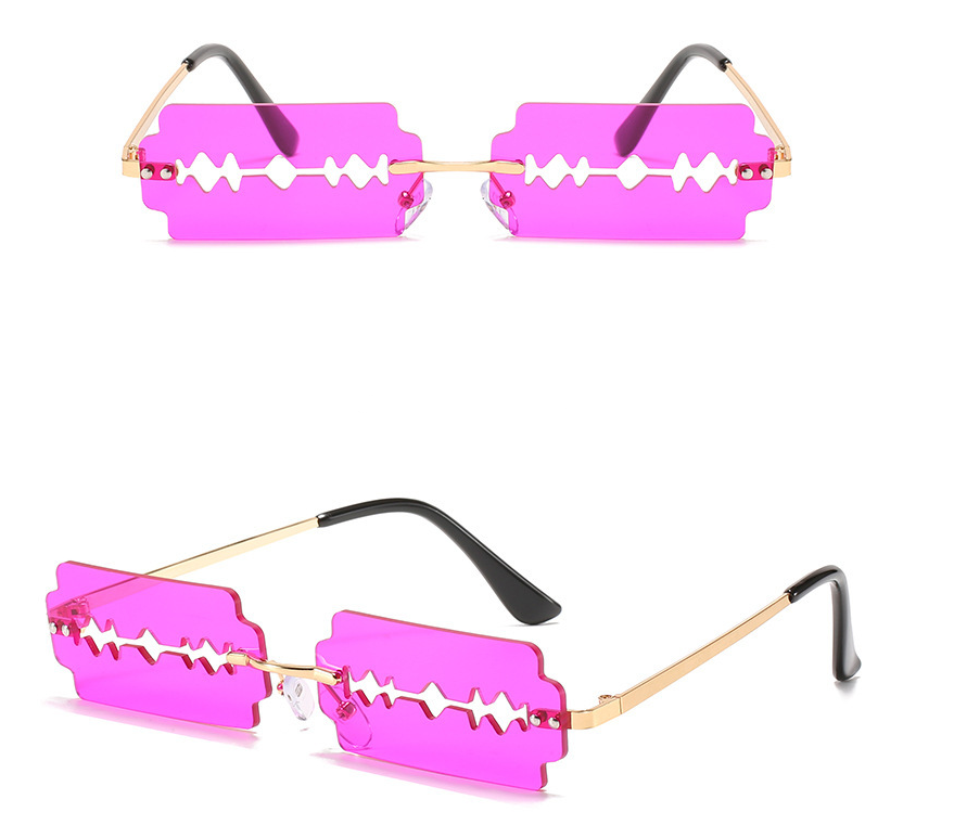 New Unique Rimless Sunglasses Ladies And Men Personalized Golden Sunglasses Fashion Small Fancy UV400 Glasses