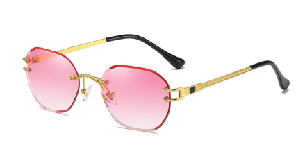 Frameless gold metal ladies sunglasses rimless gradient lens blue fashion sun glasses for men uv400 summer