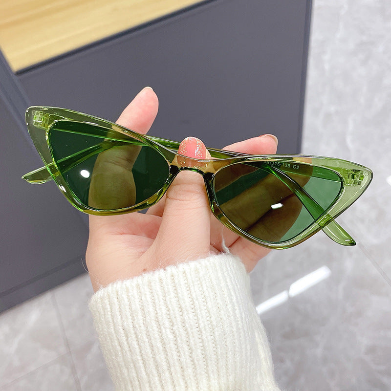 Hip-Hop Glasses Personality Candy Color Triangle Cat-Eye Sunglasses Fashion Trendy Style Sunglasses