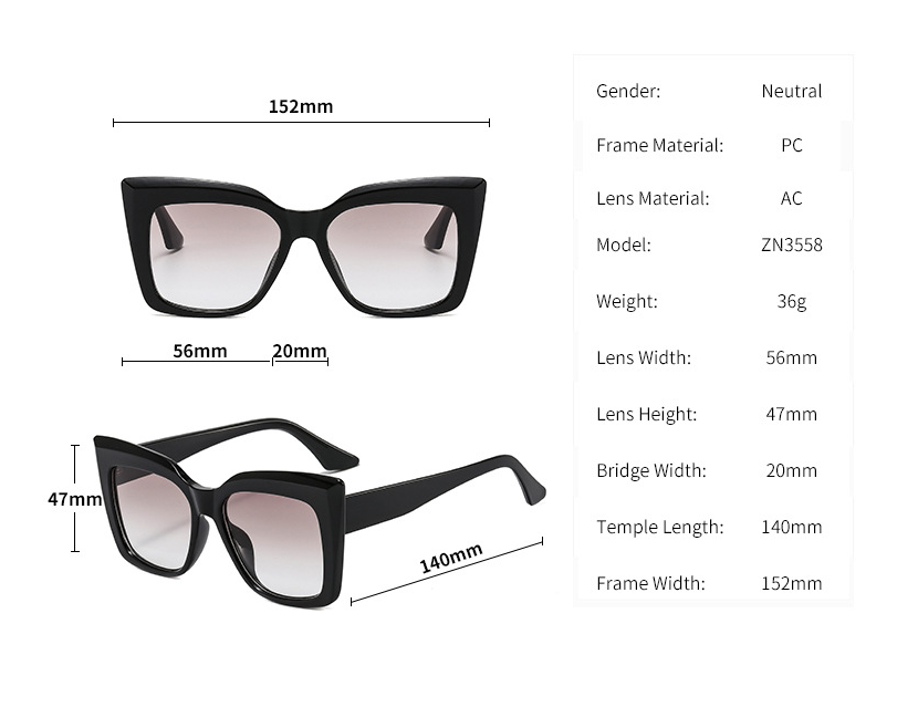 Sunglasses Personality Cat Eye Big Frame Sunglasses Female Sunshade Decorative Glasses