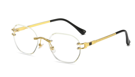 Frameless gold metal ladies sunglasses rimless gradient lens blue fashion sun glasses for men uv400 summer