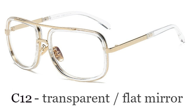 New Fashion Big Frame Sunglasses Men Square  Metal Sun Glasses Women Retro Sun Glasses Vintage High Quality Gafas