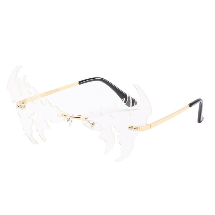 Frameless Sunglasses Unisex Prom Party Sunglasses Unique Personalized Pentagram Glasses Mask Glasses Sun Mirror