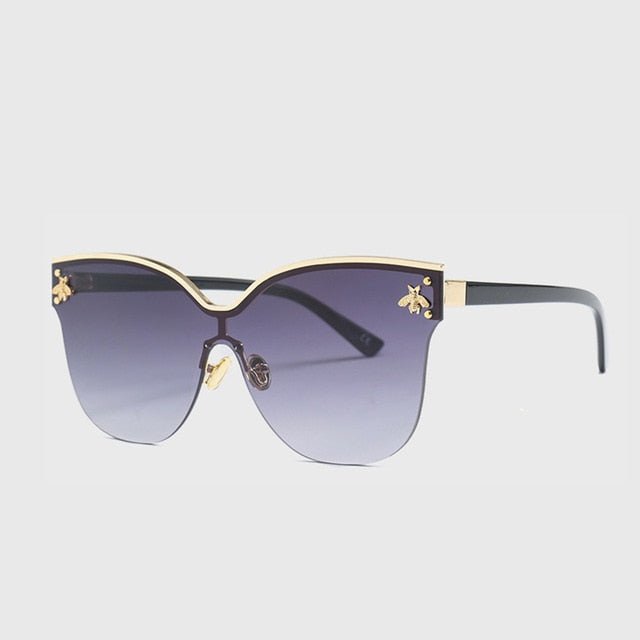 ROYAL GIRL Oversize Rimless Sunglasses Women Fashion Cat Eye Bee Sun Glasses Female Retro Brand Designer Oculos UV400 ss735