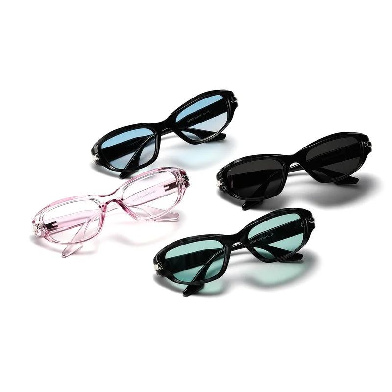 Retro Sunglasses CatEye Eyewear Men and Women Y2K Shades Glasses Fashion Rectangular Glasses Summer UV Protection Goggles