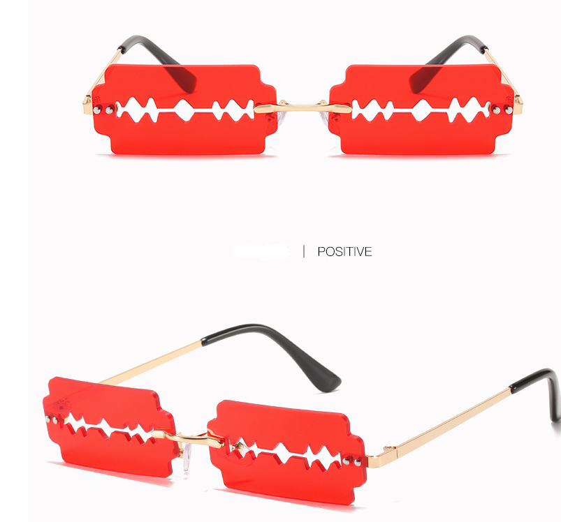 New Unique Rimless Sunglasses Ladies And Men Personalized Golden Sunglasses Fashion Small Fancy UV400 Glasses