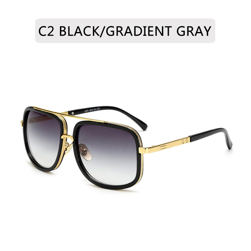 New Fashion Big Frame Sunglasses Men Square  Metal Sun Glasses Women Retro Sun Glasses Vintage High Quality Gafas