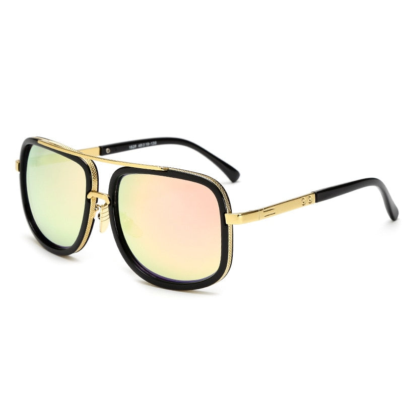 New Fashion Big Frame Sunglasses Men Square  Metal Sun Glasses Women Retro Sun Glasses Vintage High Quality Gafas