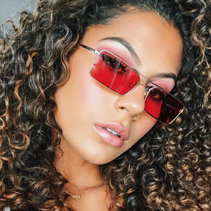 Fashion Tiny Narrow Rectangle Sunglasses UNISEX Thin Small Sun Glasses Brand Designer Vintage Glasses