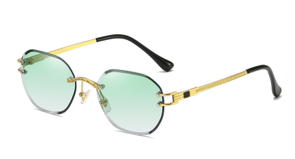 Frameless gold metal ladies sunglasses rimless gradient lens blue fashion sun glasses for men uv400 summer