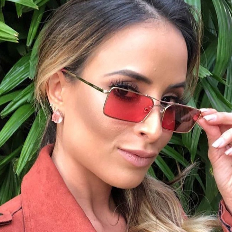 Fashion Tiny Narrow Rectangle Sunglasses UNISEX Thin Small Sun Glasses Brand Designer Vintage Glasses