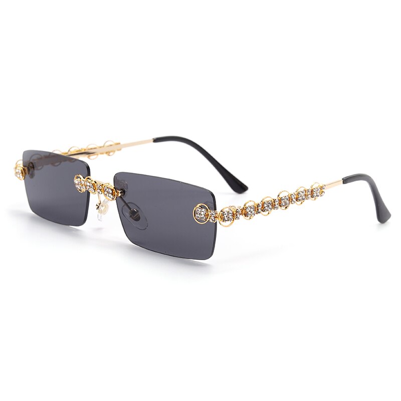 Rimless Diamond Sunglasses UNISEX Rectangle Steampunk Sun Glasses Crystal Vintage Rhinestone Glasses Eyewear UV400 Oculos