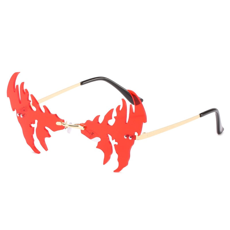 Frameless Sunglasses Unisex Prom Party Sunglasses Unique Personalized Pentagram Glasses Mask Glasses Sun Mirror
