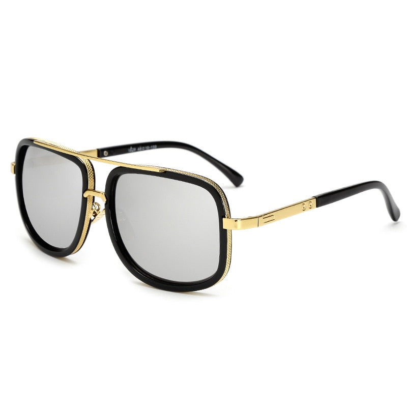 New Fashion Big Frame Sunglasses Men Square  Metal Sun Glasses Women Retro Sun Glasses Vintage High Quality Gafas